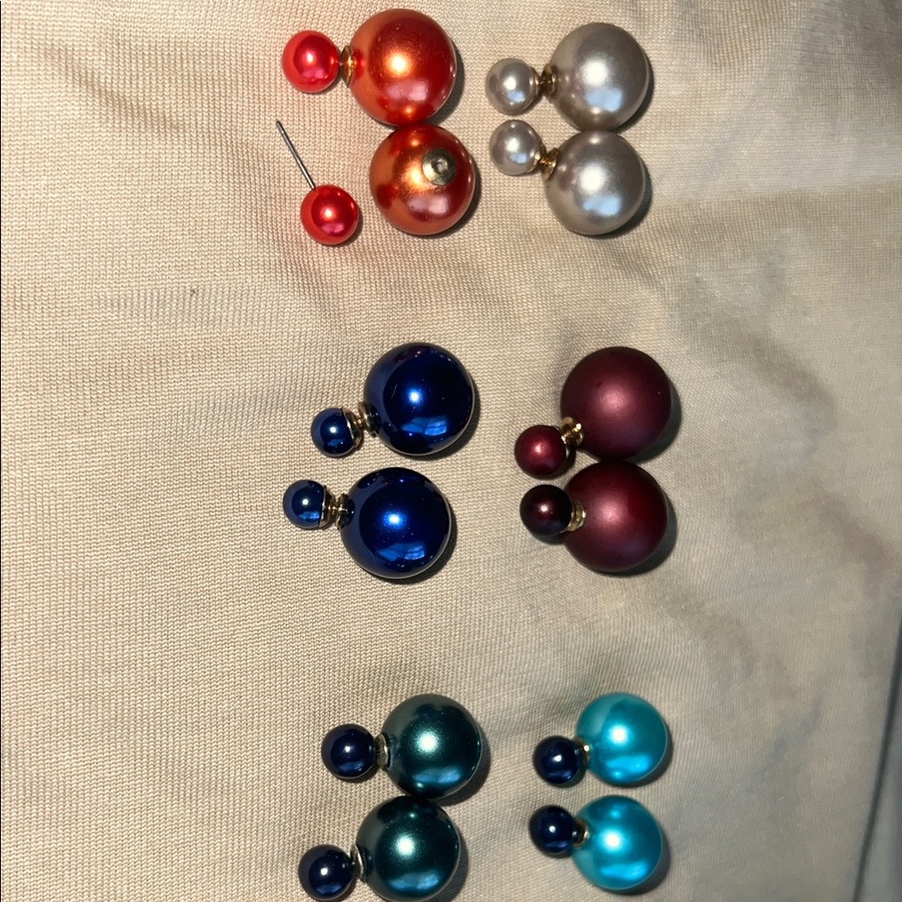 Colorful Double Ball Earrings Set